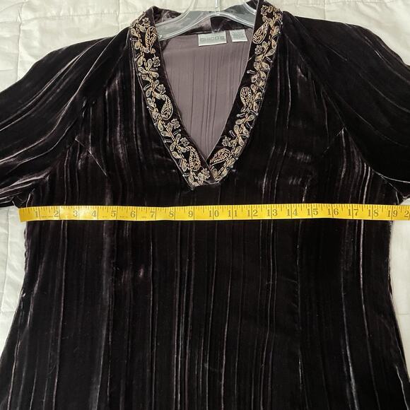 Chicos Tunic Top Womens 1 Medium Brown Velvet Beaded Boho Long Sleeve Shirt - Picture 4 of 7